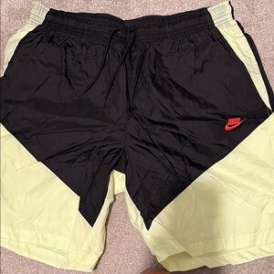 Nike Black and Light Yellow Sports Shorts